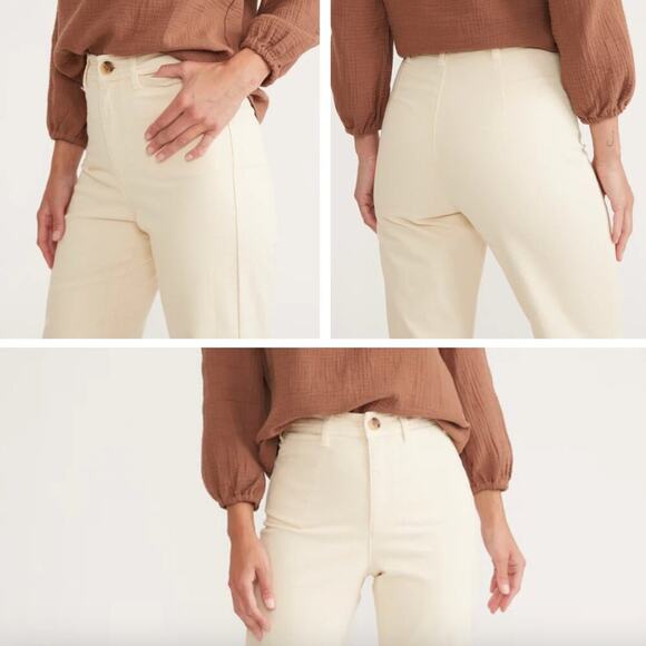 Marine Layer Bridget Raw Edge Cream Full Length Pants Size 14 - Picture 2 of 10